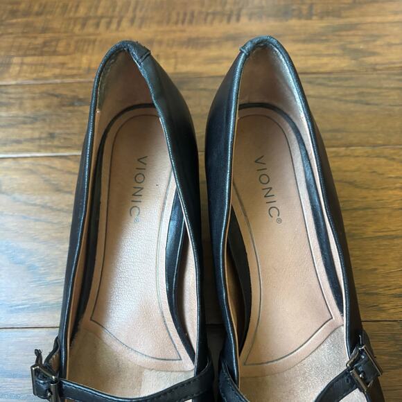 Vionic Women's Minnie Mary Jane Kitten Heels Black Leather Sz 7.5 Pointed Toe - Picture 3 of 15